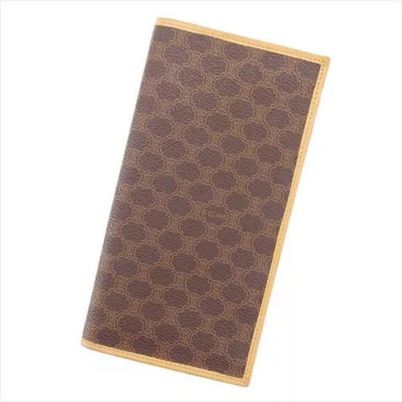 Celine Wallet Purse Long Wallet Macadam Brown Woman unisex Authentic Used - Picture 1 of 9